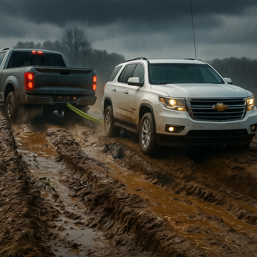 Sunferno snow and mud recovery strap pickup SUV